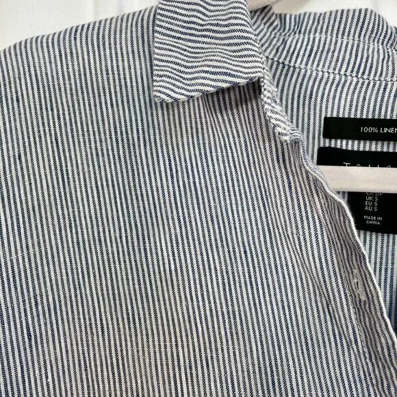 Tahari 100% Linen Stripe Shirt Dress Blue White Size S - Picture 6 of 13